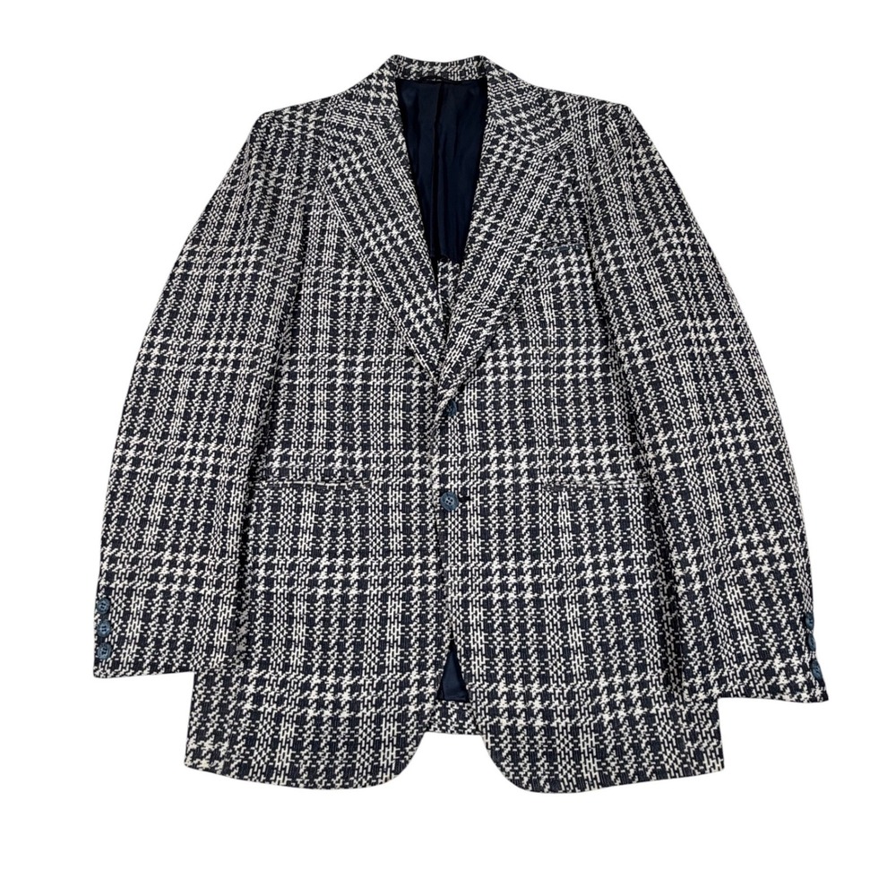 McGregor Blazer Mens Blue White Geometric Crushproof Polyester Blazer 38R